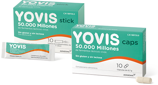 bodegón packaging Yovis Presentación del probiótico Yovis: cápsulas y sobres